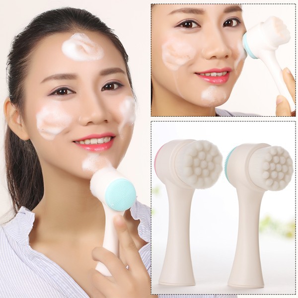 Cọ rửa mặt massage 2 đầu 3D gai silicon mềm mại làm sạch sâu da mặt | Shopee Việt Nam